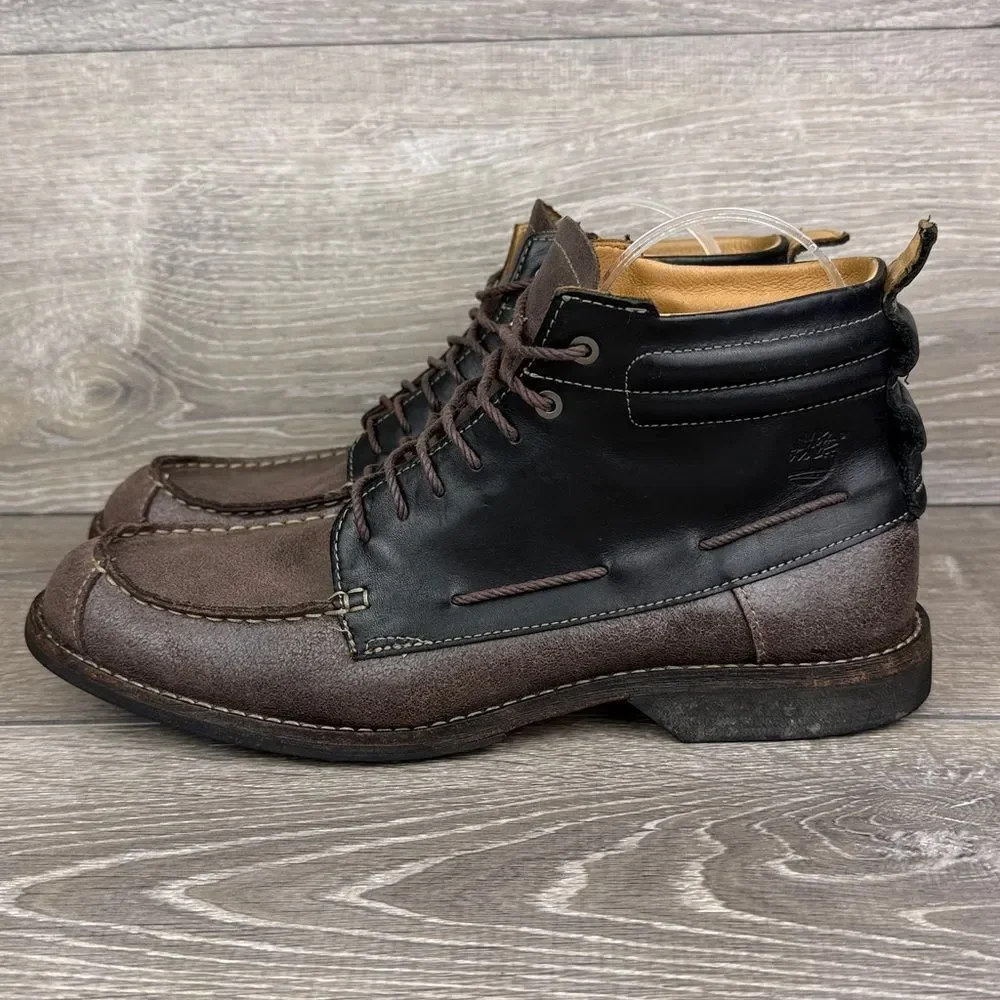 Timberland Earthkeepers 73173 Men's Sz 8.5M Black Brown Leather Mid Chukka Boots